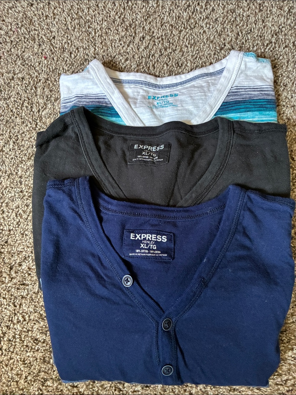 Express Men's Tee Trio - Navy, Black, White/Blue Striped $19 xl